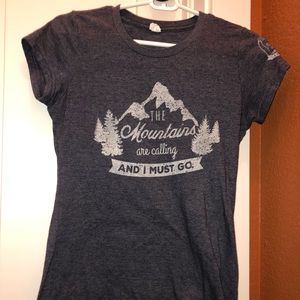 “THE MOUNTAINS ARE CALLING AND I MUST GO” T-SHIRT